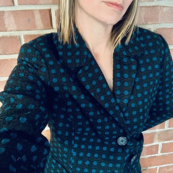 Kim Rogers Petite Black and Blue Polka Dot Blazer - Picture 3 of 7